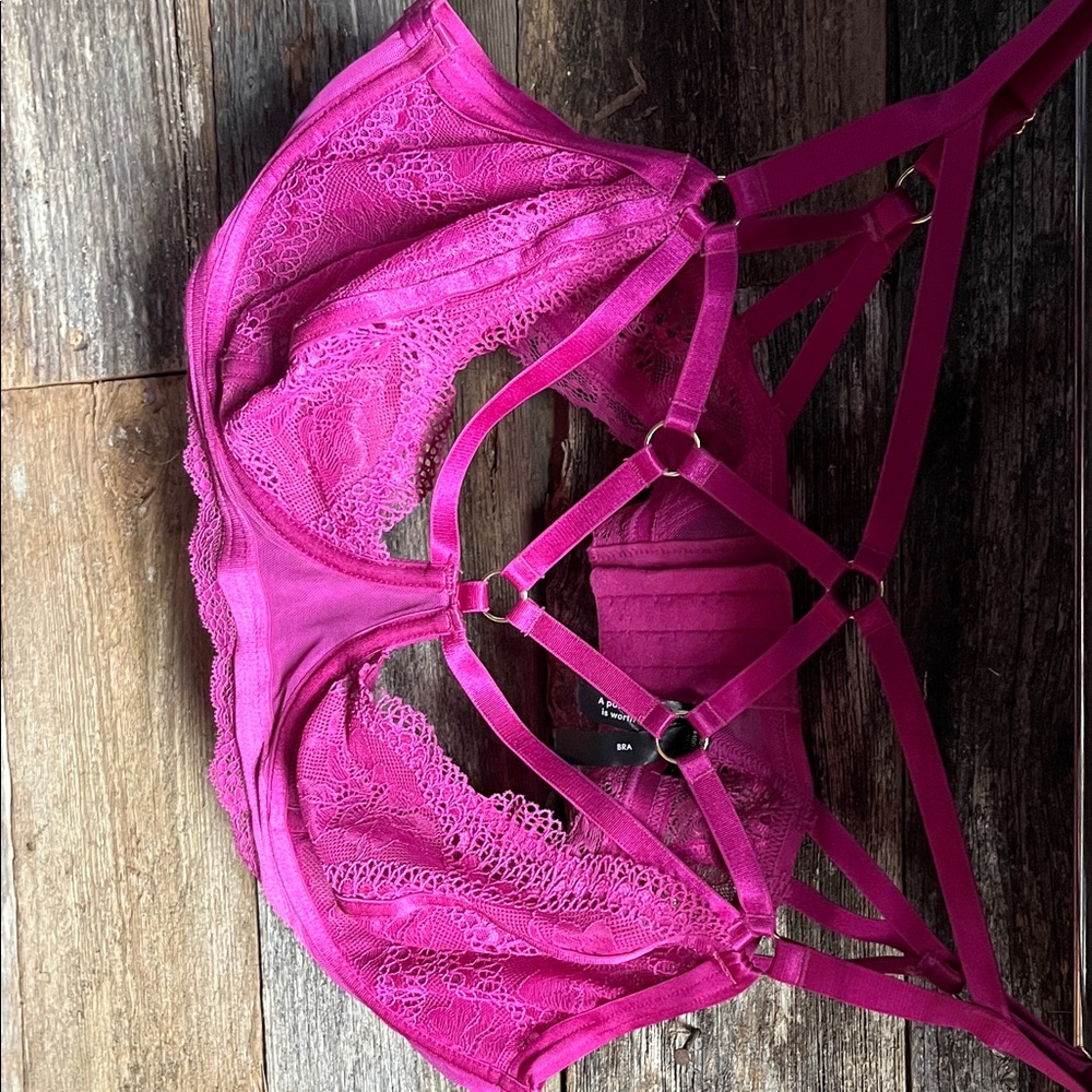 Pink Lace strappy Bralette